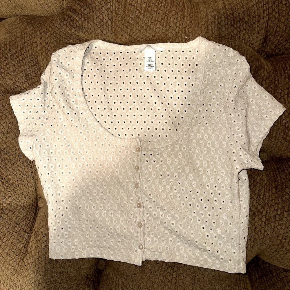 H&M Cream Floral Crop Top